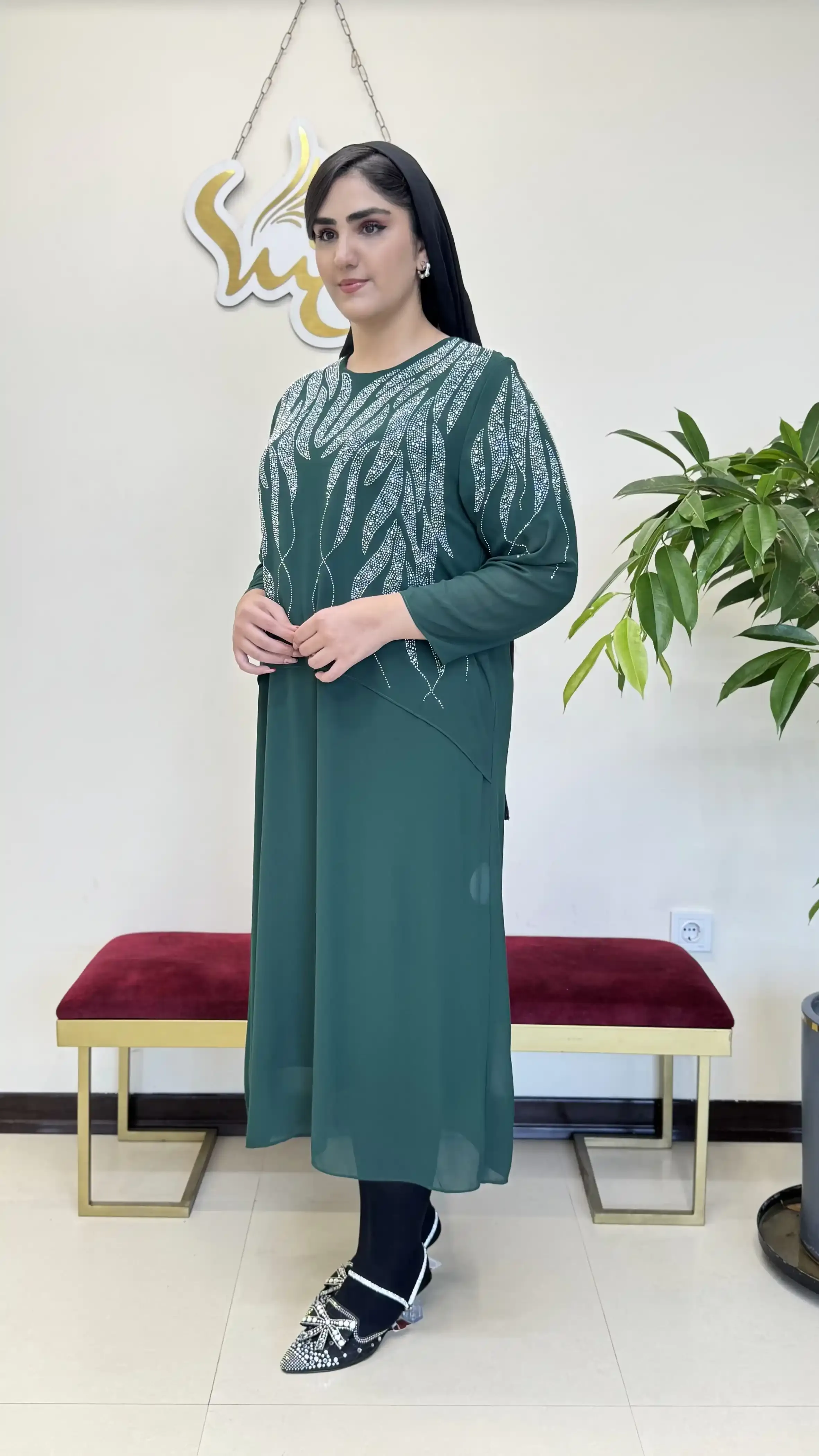 پیراهن نگین برگی