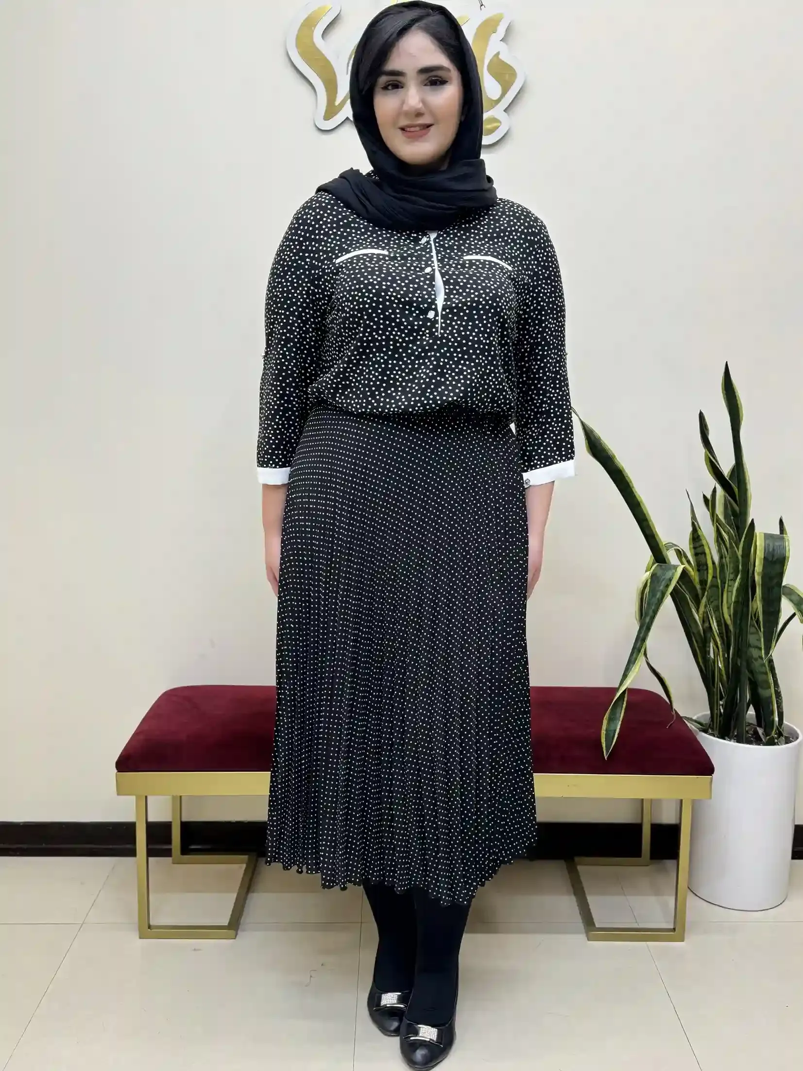 دامن پلیسه کرپ حریر طرحدار
