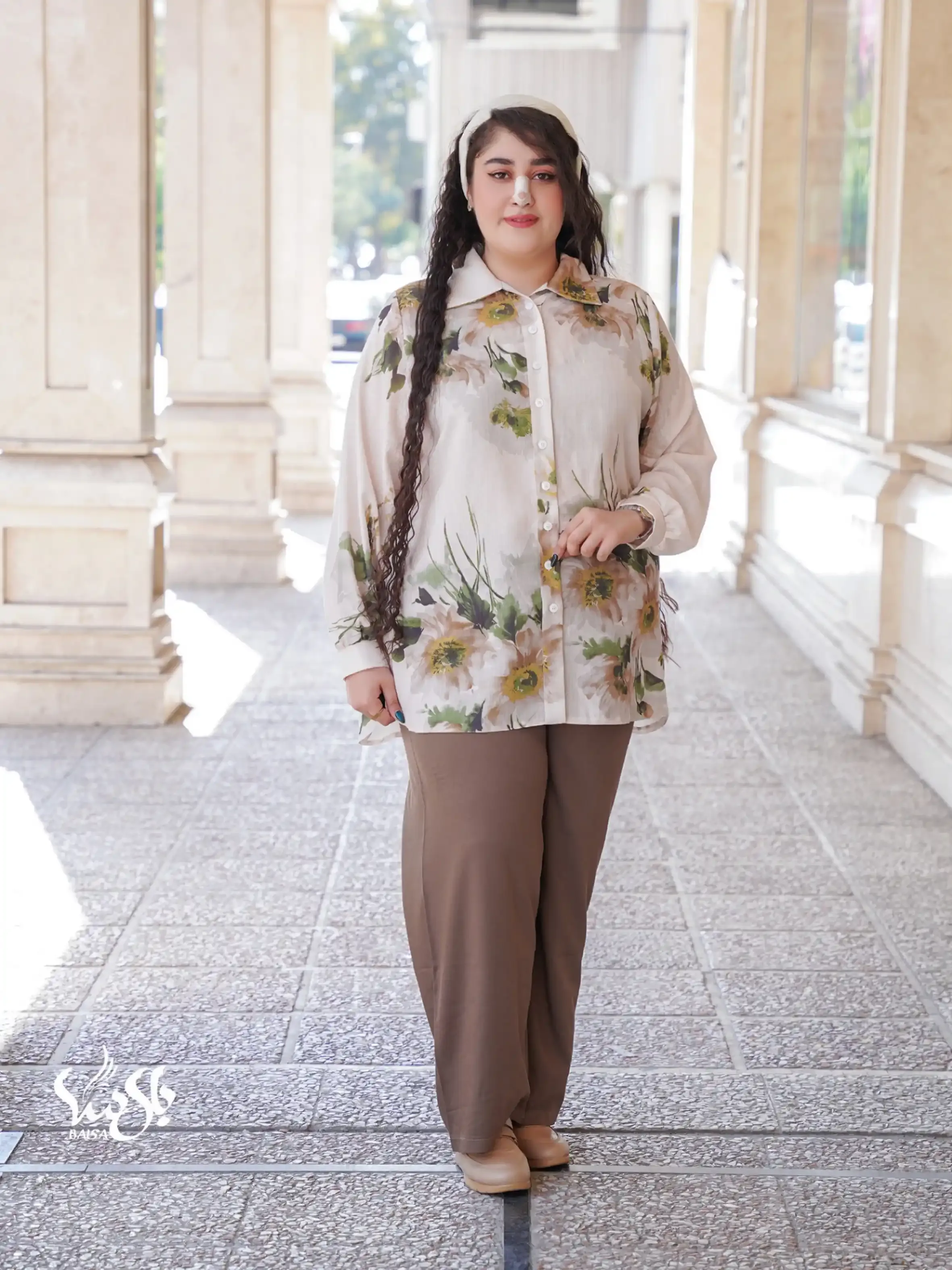 شومیز گلدار نخی