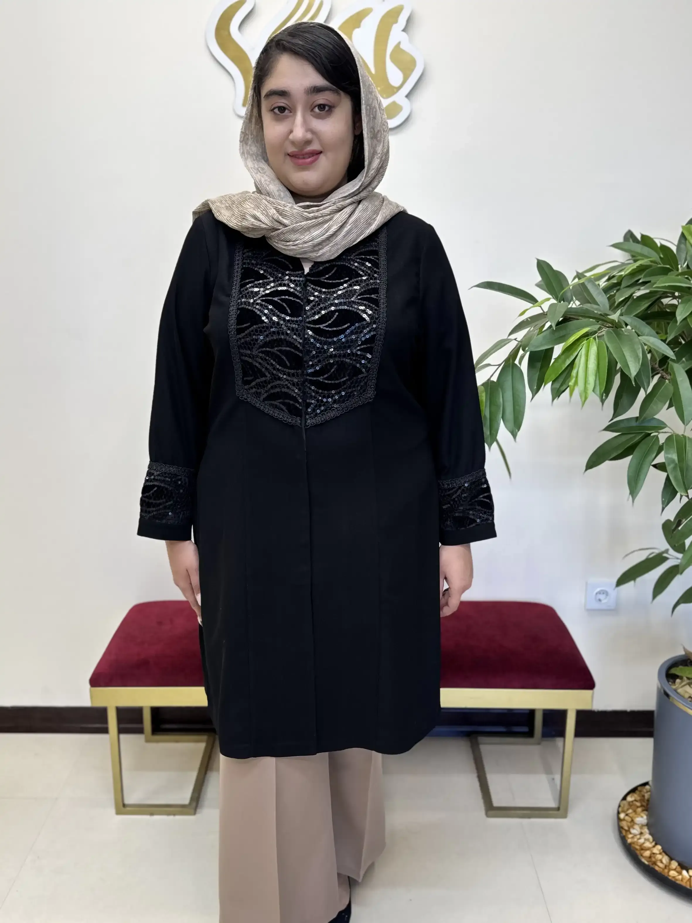 مانتو کرپ لمه ستاره بلند