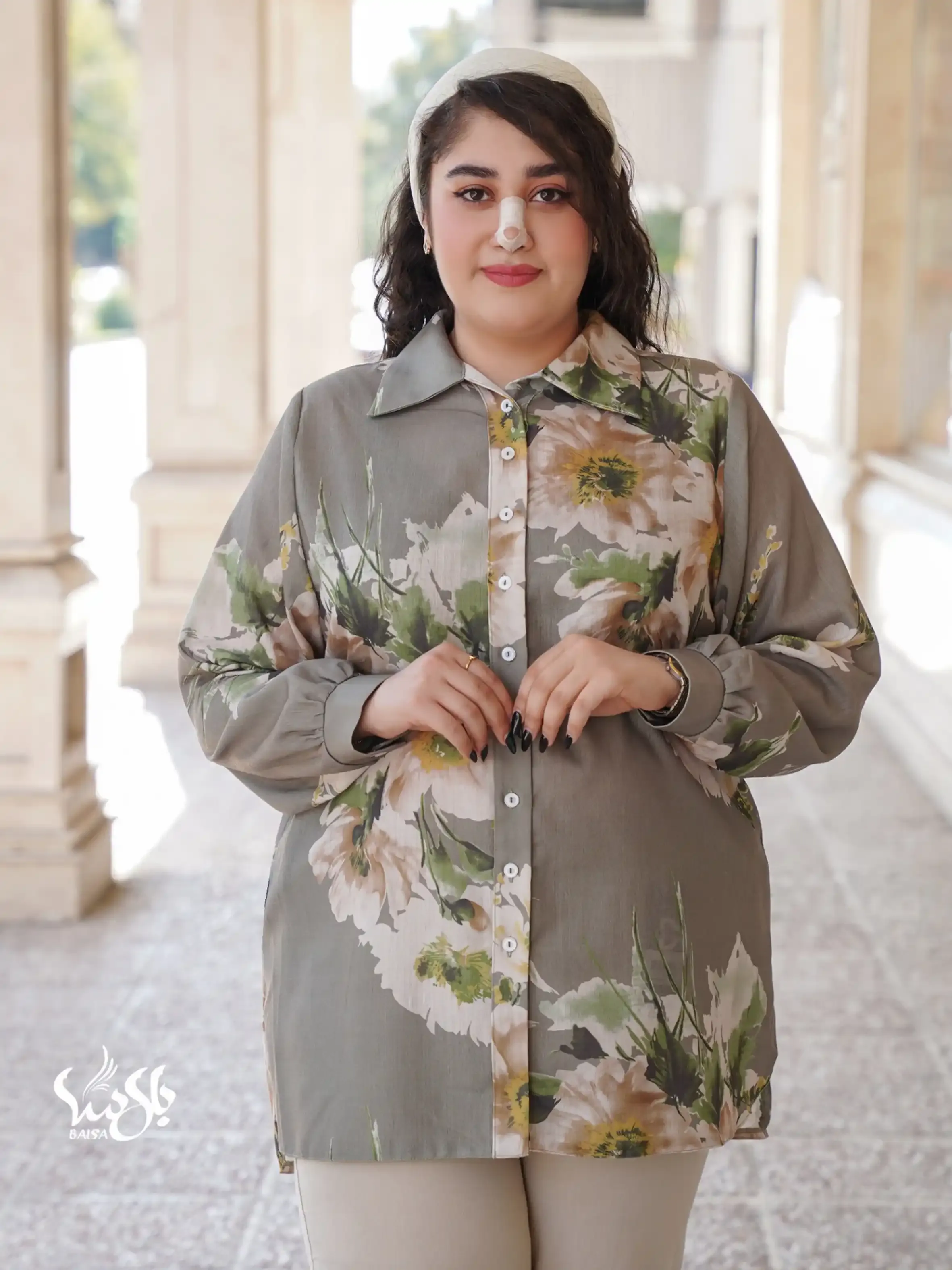 شومیز گلدار نخی