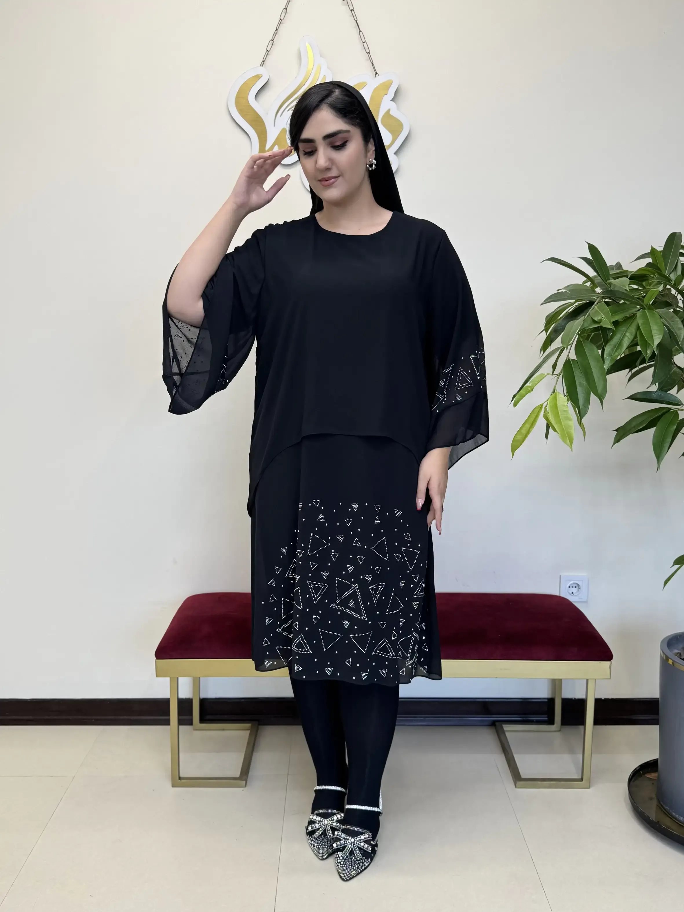 پیراهن نگین مثلثی
