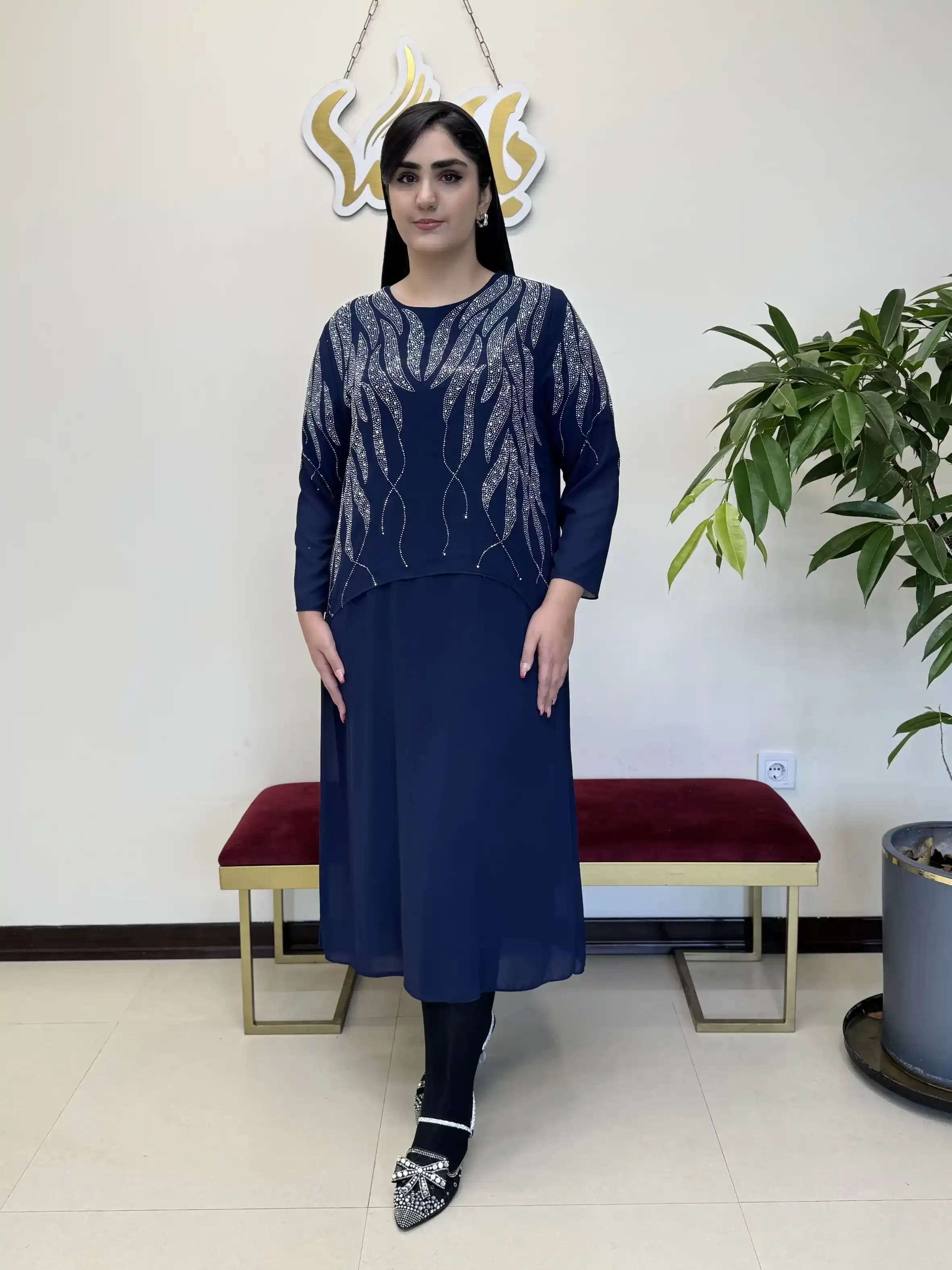 پیراهن نگین برگی