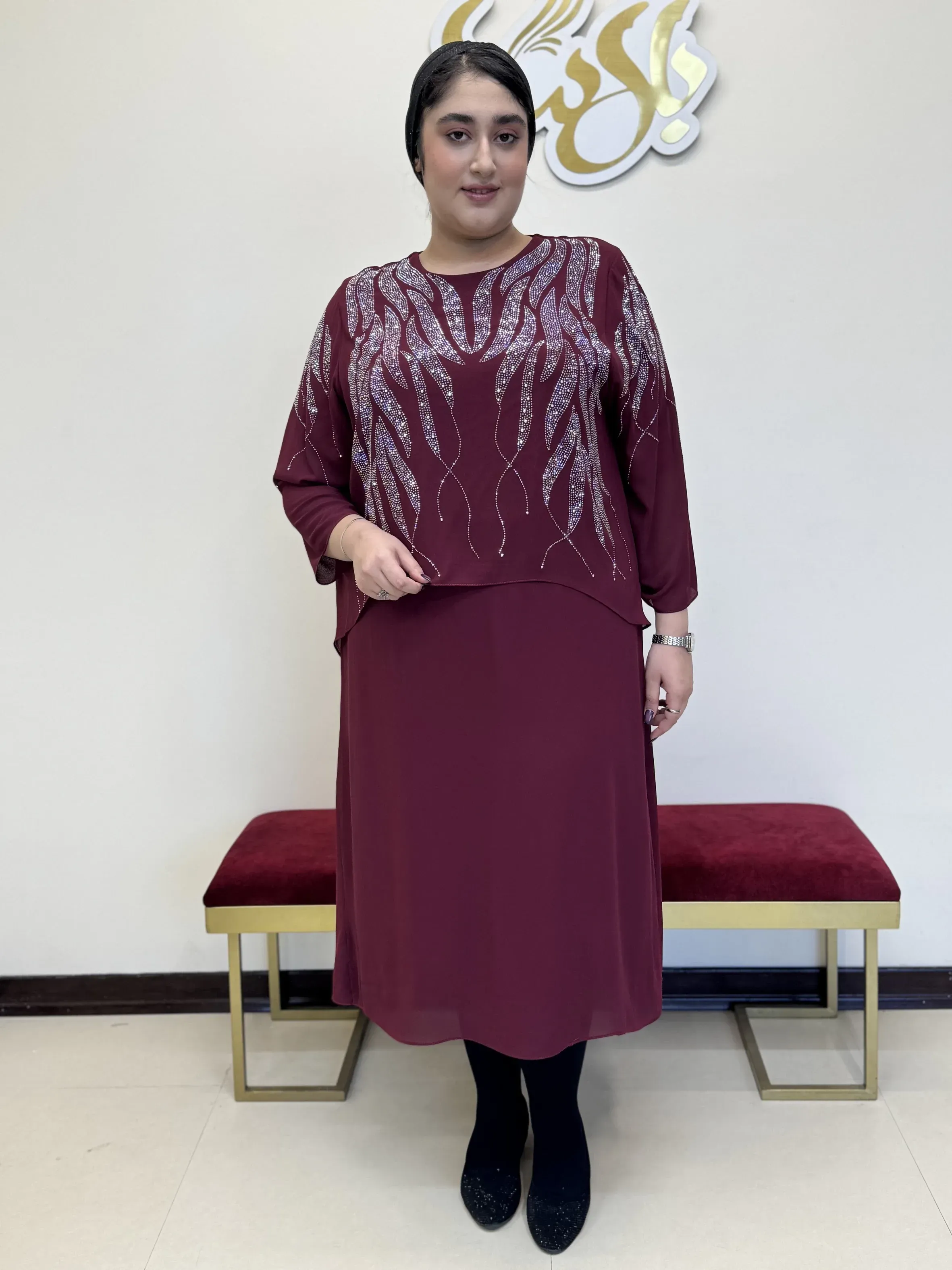 پیراهن نگین برگی