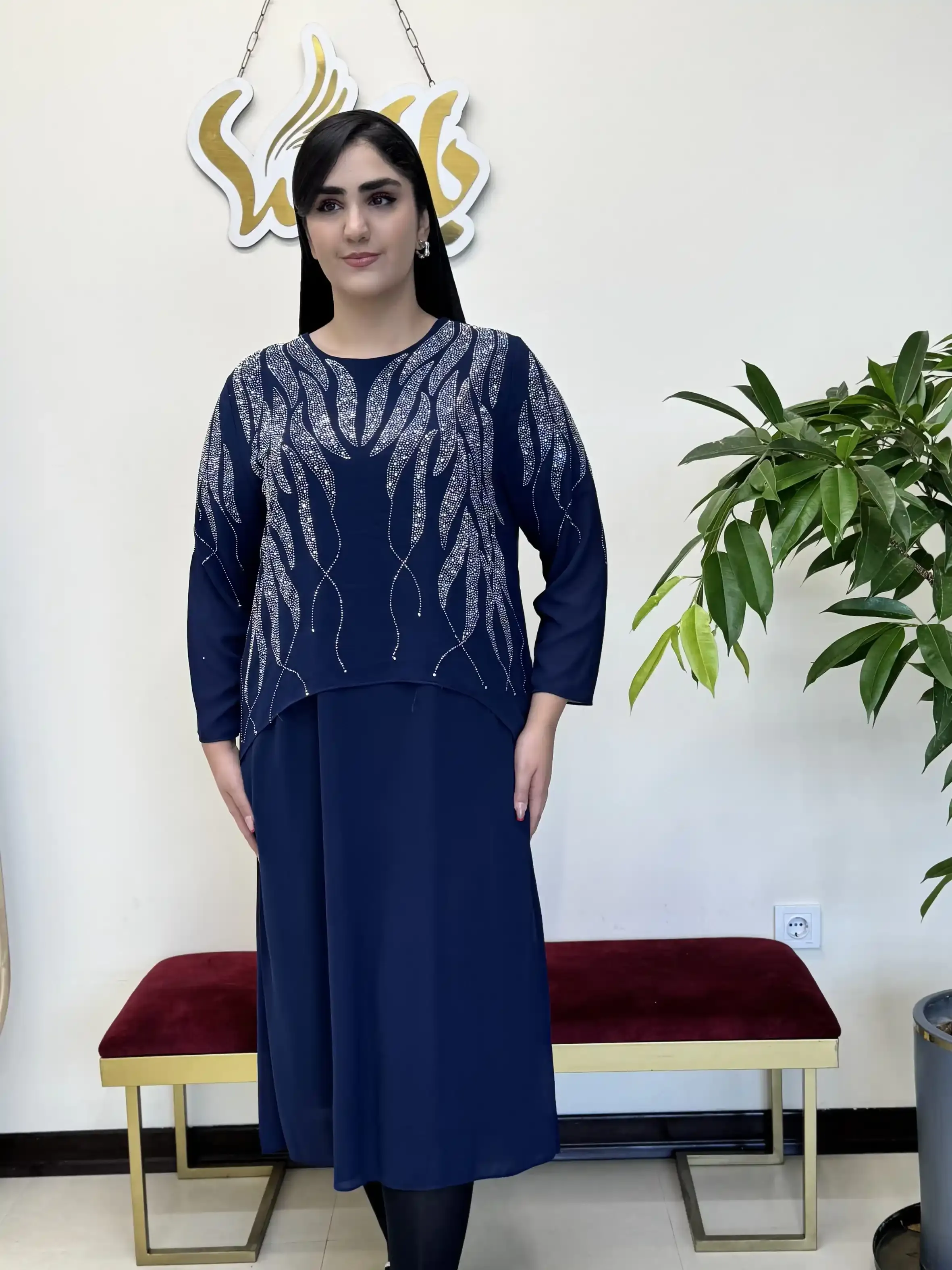 پیراهن نگین برگی