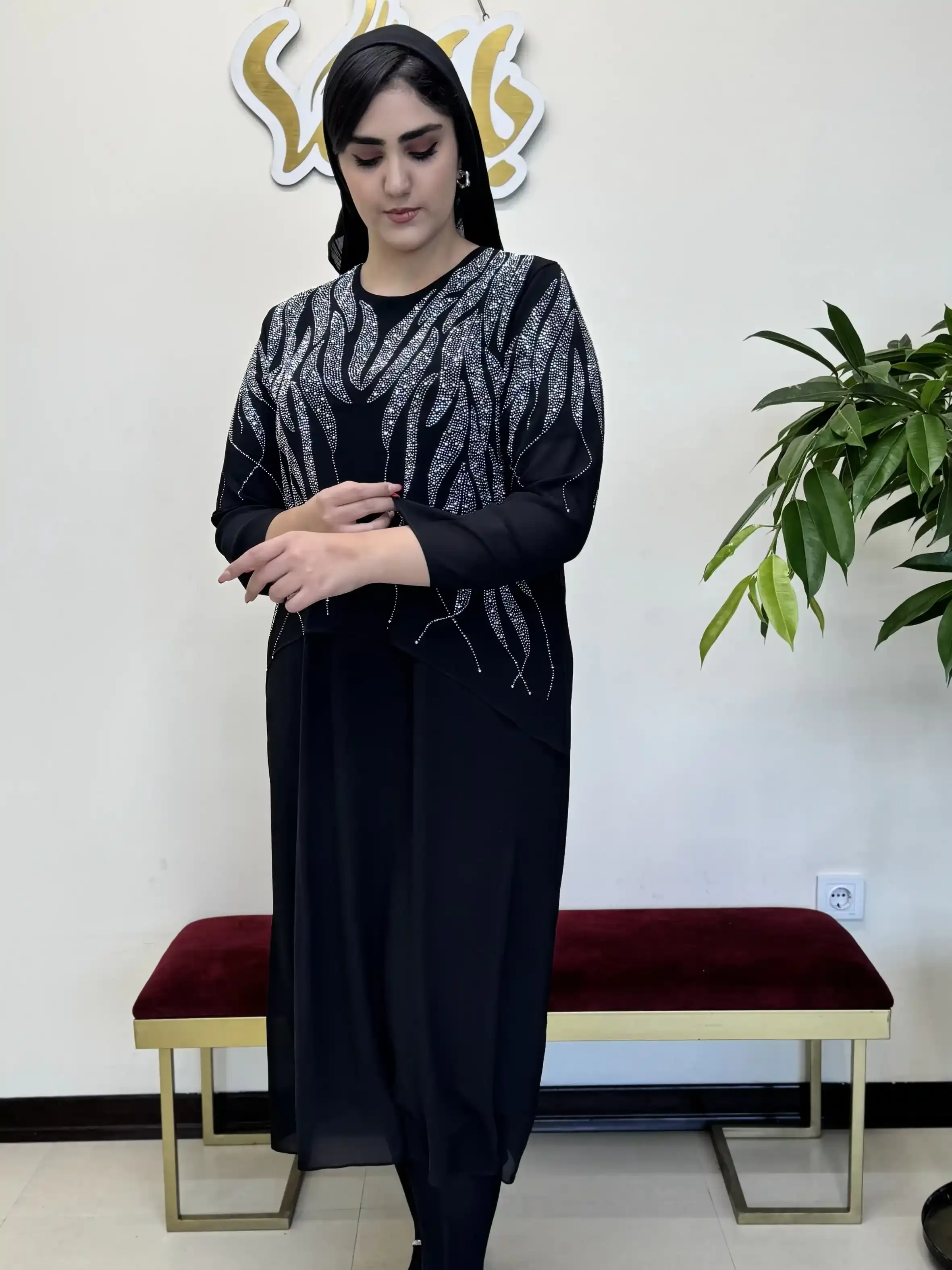 پیراهن نگین برگی