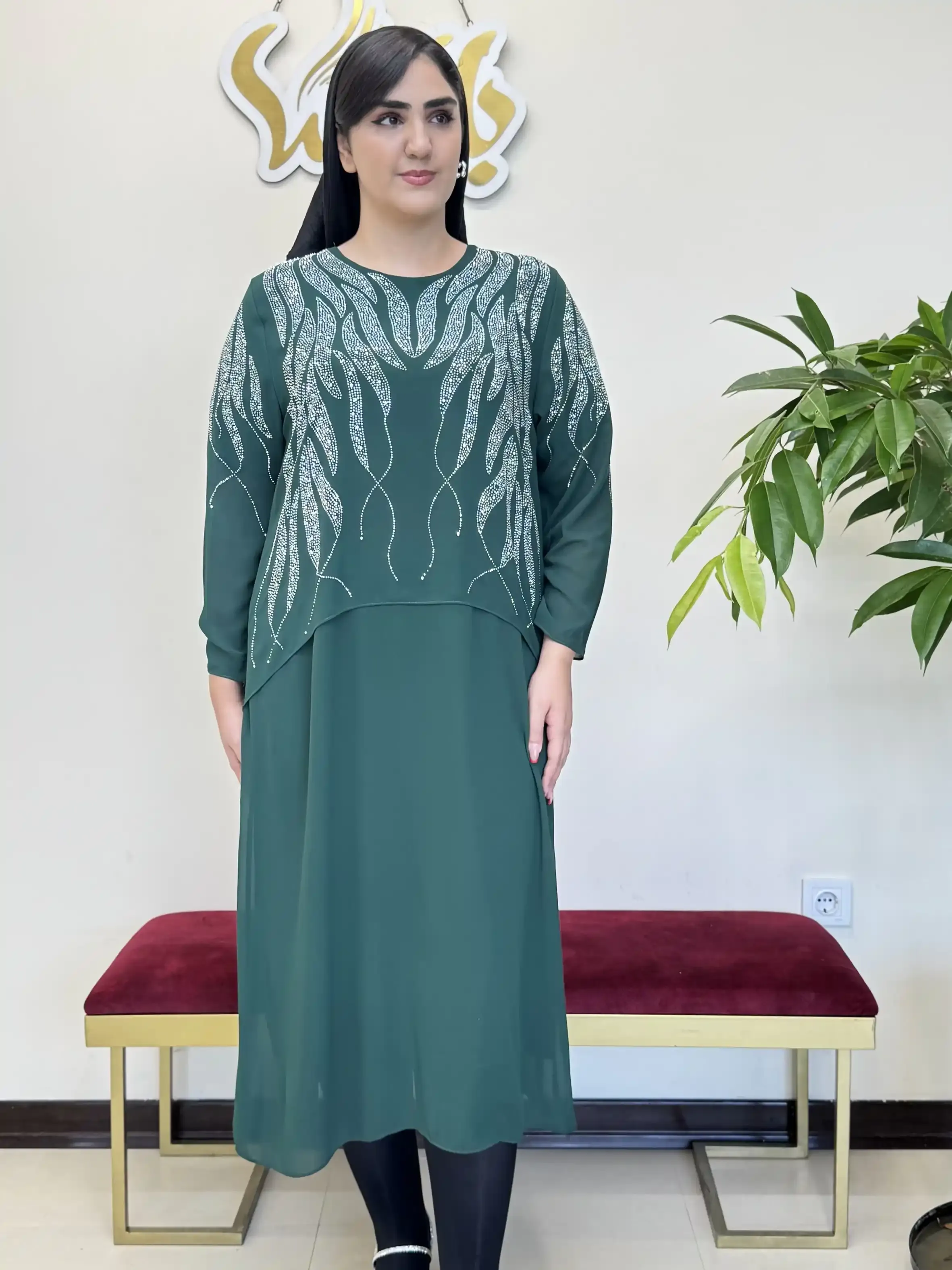 پیراهن نگین برگی