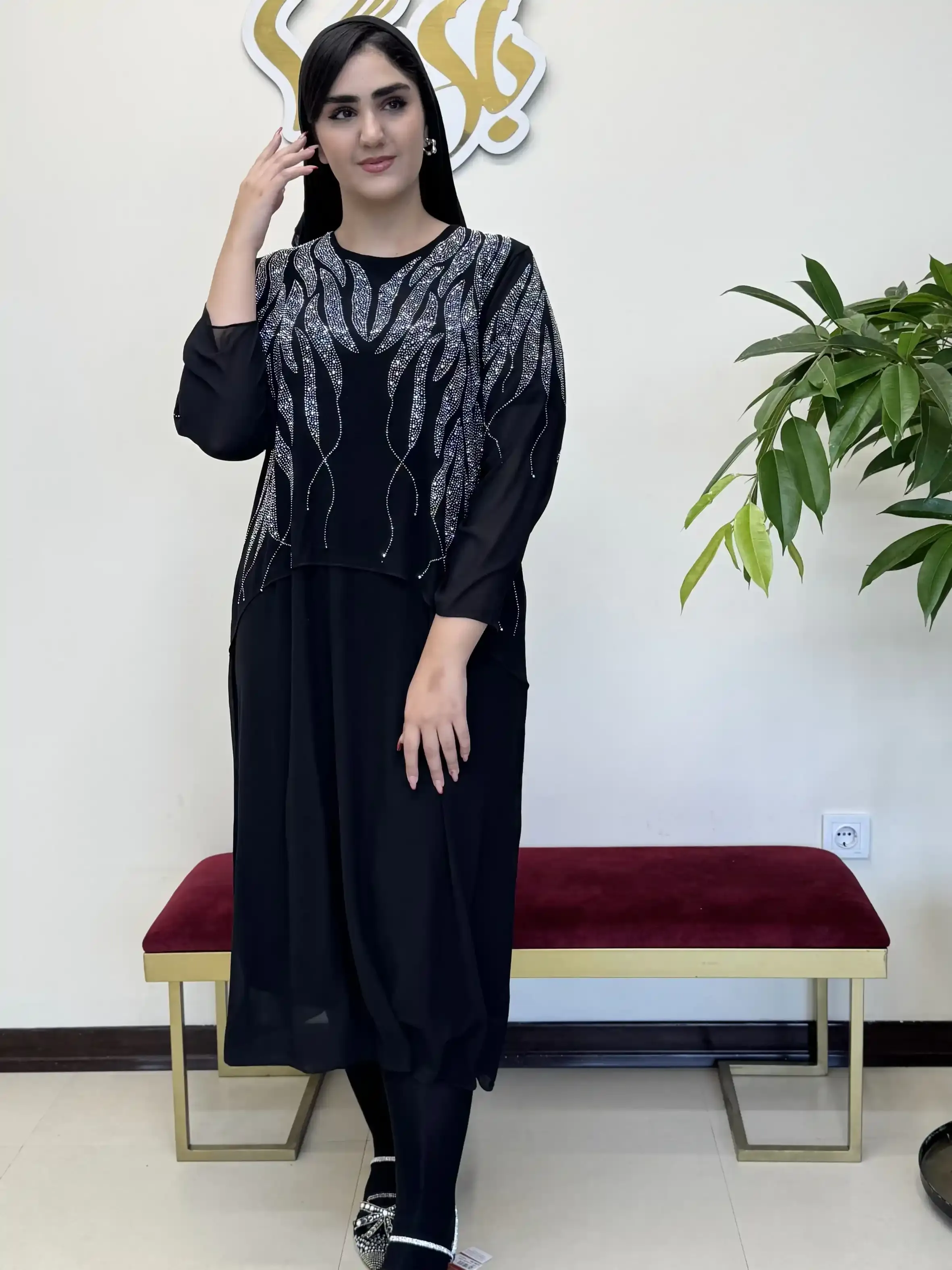 پیراهن نگین برگی