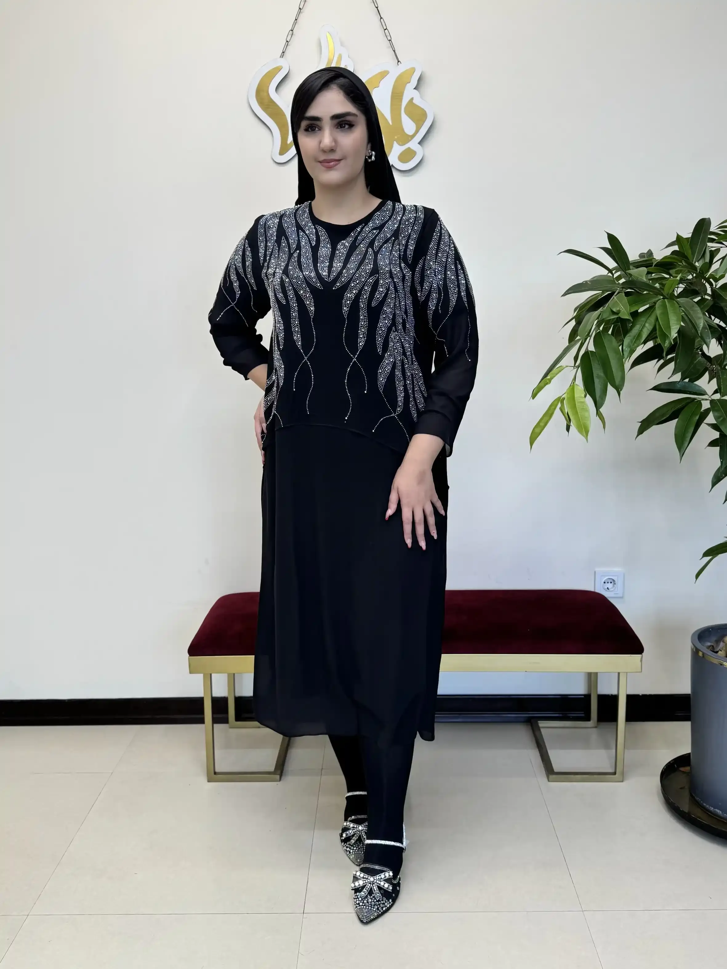 پیراهن نگین برگی