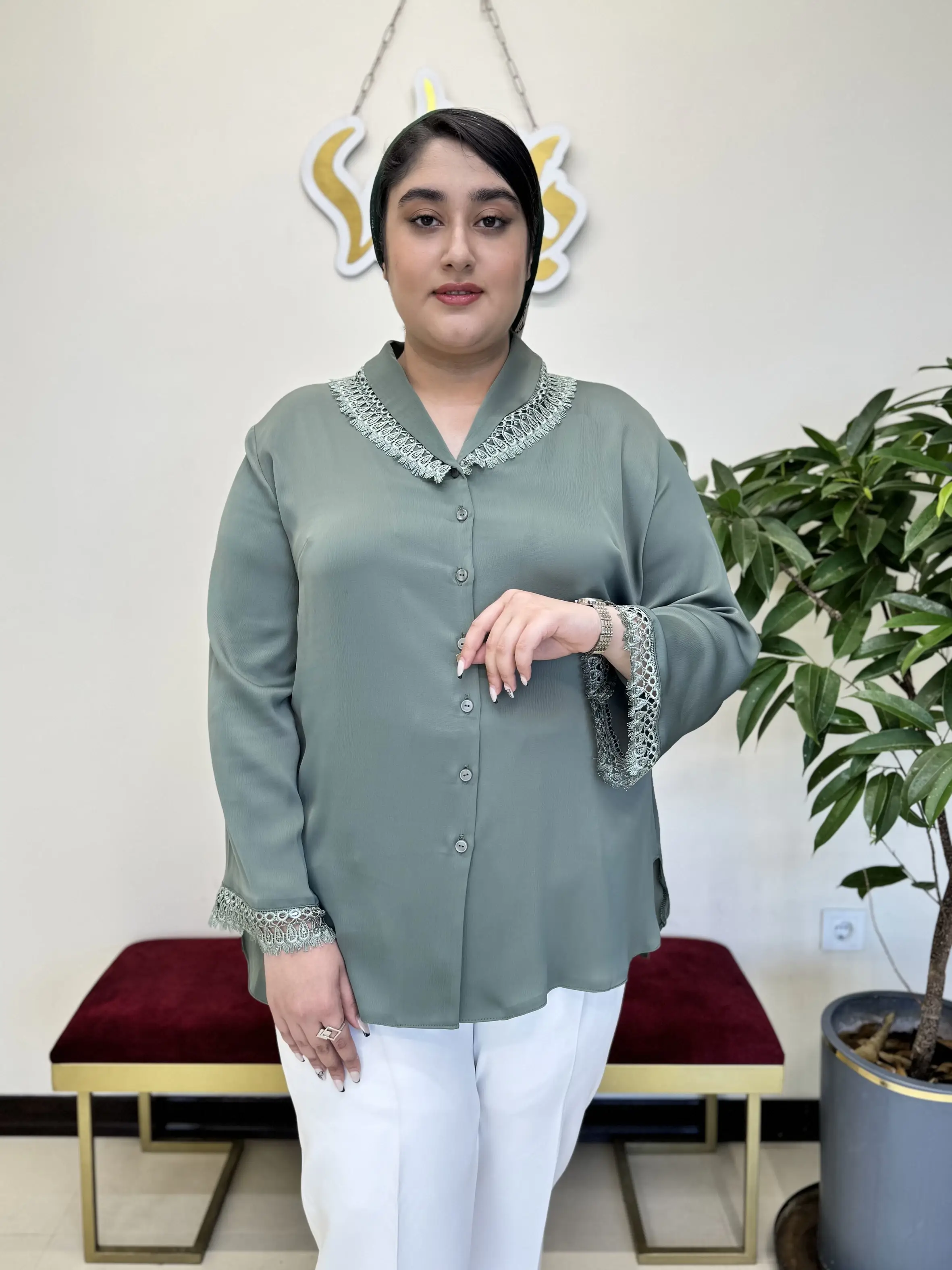 شومیز ساتن گیپوری