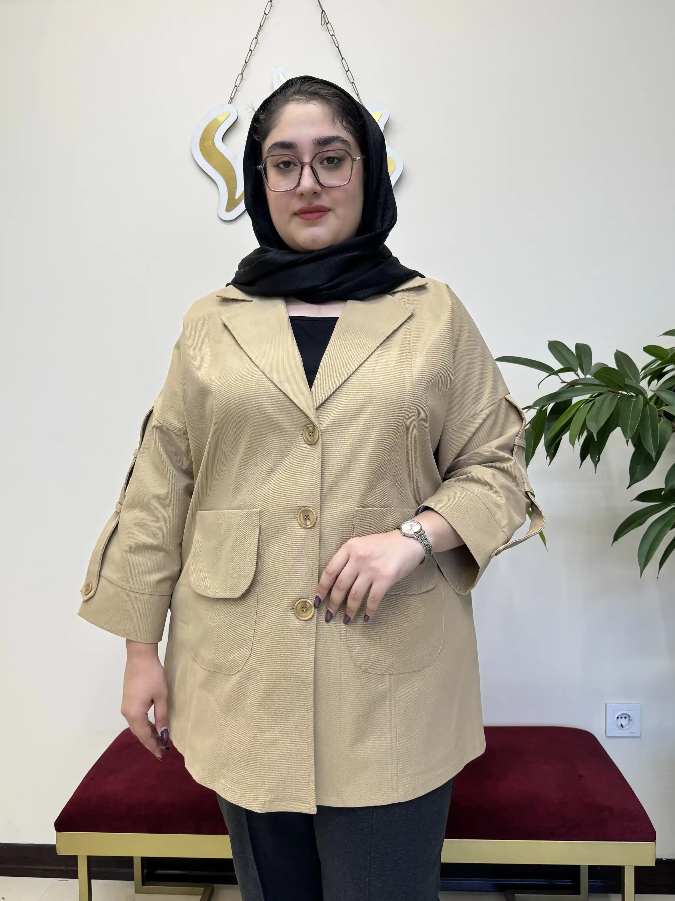مانتو کتان یقه انگلیسی