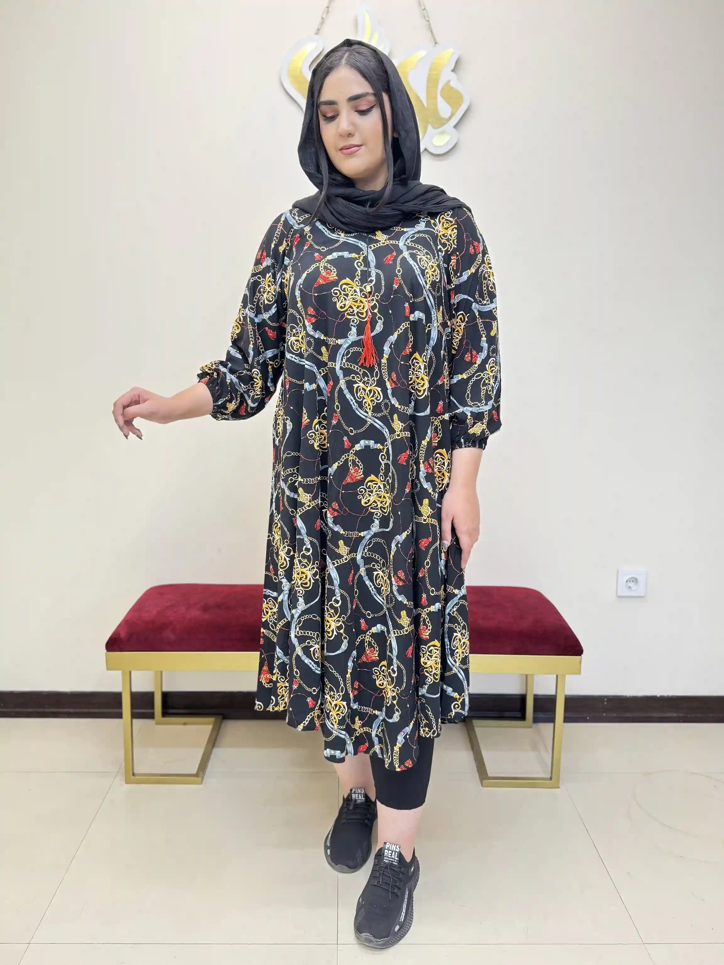 پیراهن یقه منگوله نیم بندی