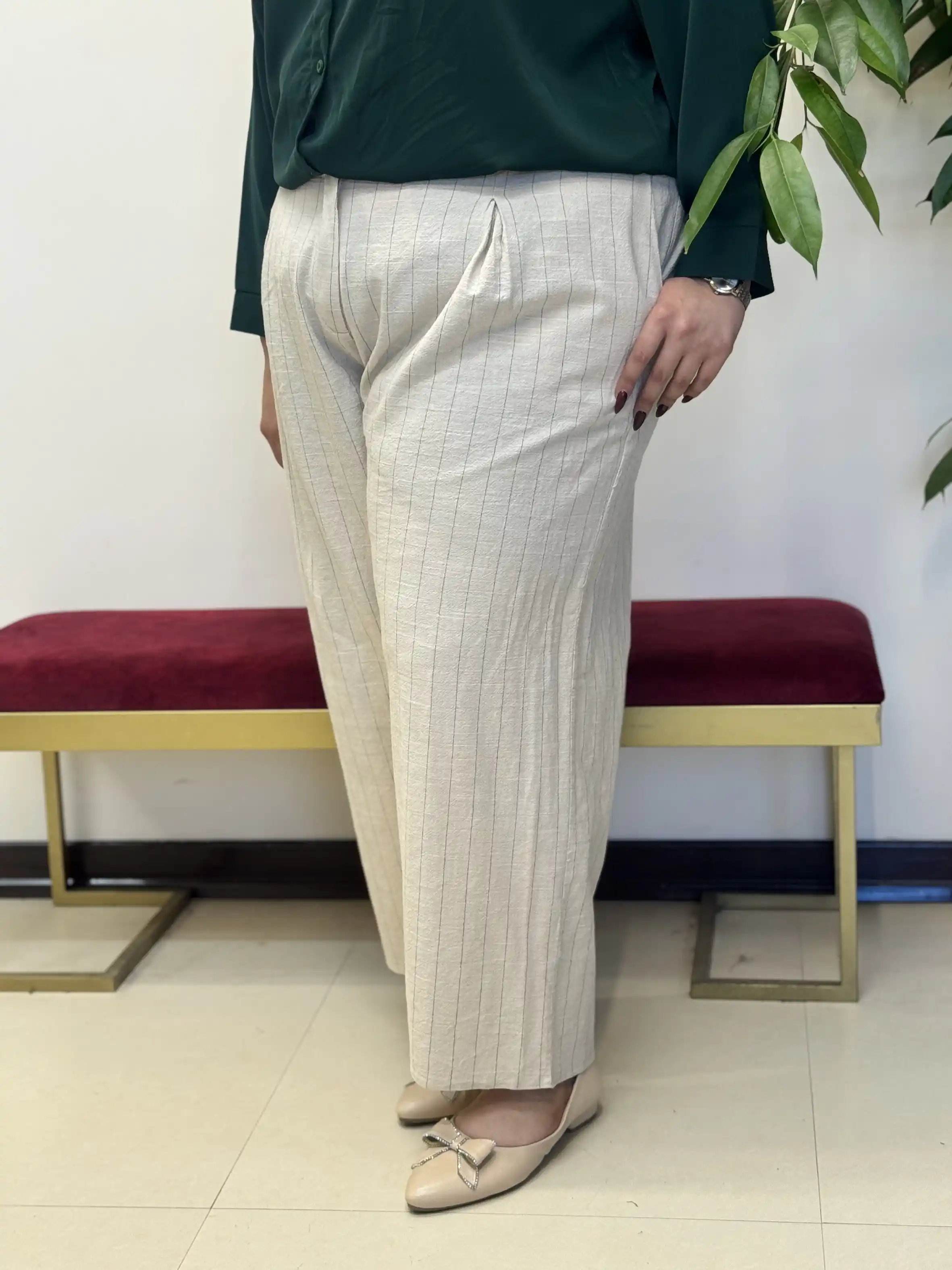 شلوار لینن راه راه