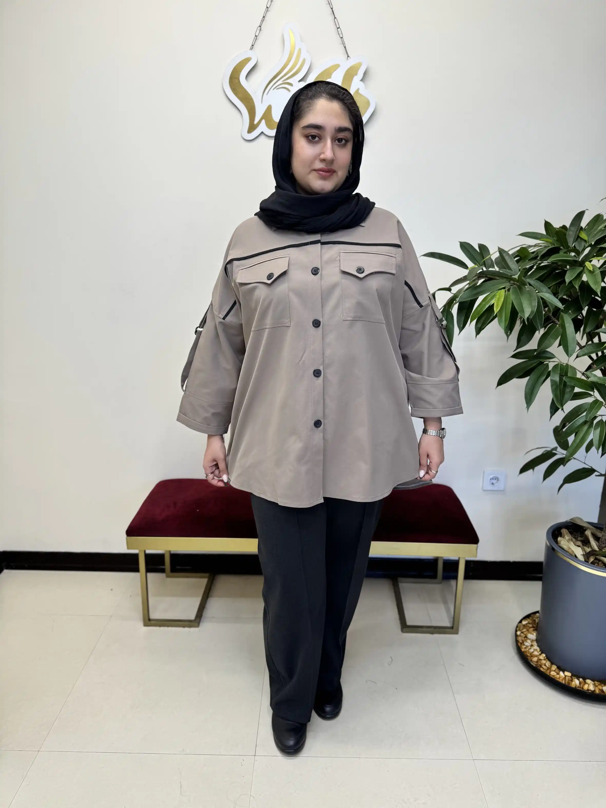 مانتو کتان آستین سگک