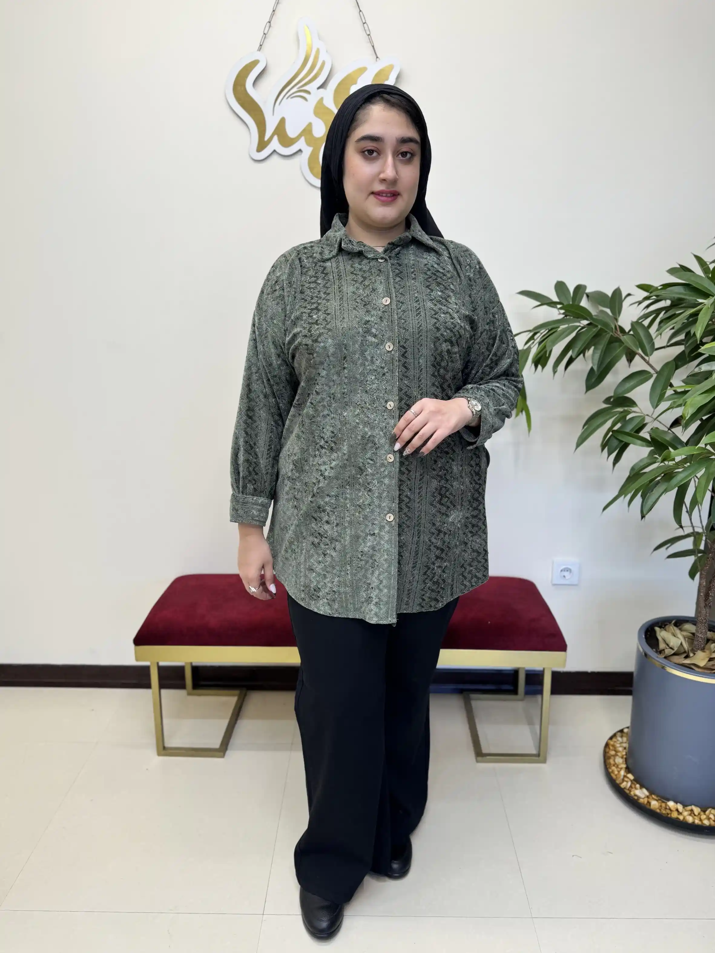 مانتو مخمل راه راه برجسته